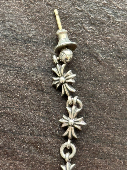 Chrome Hearts Tiny E Cross Drop Silver Earring