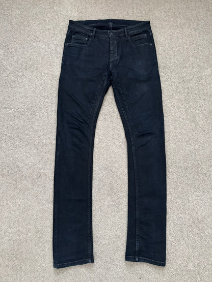 FW16 Rick Owens DRKSHDW Black Matte Waxed Detroit Denim Jean
