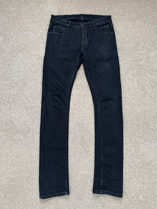 FW16 Rick Owens DRKSHDW Black Matte Waxed Detroit Denim Jean