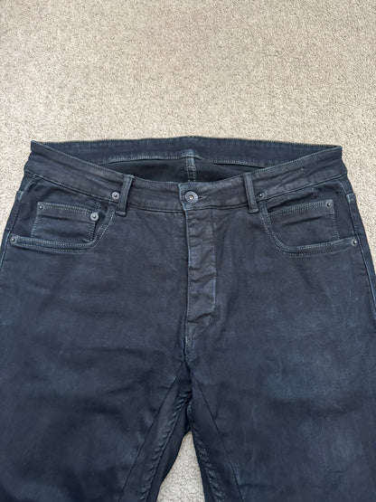 FW16 Rick Owens DRKSHDW Black Matte Waxed Detroit Denim Jean