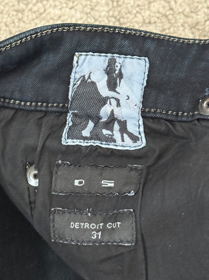 FW16 Rick Owens DRKSHDW Black Matte Waxed Detroit Denim Jean