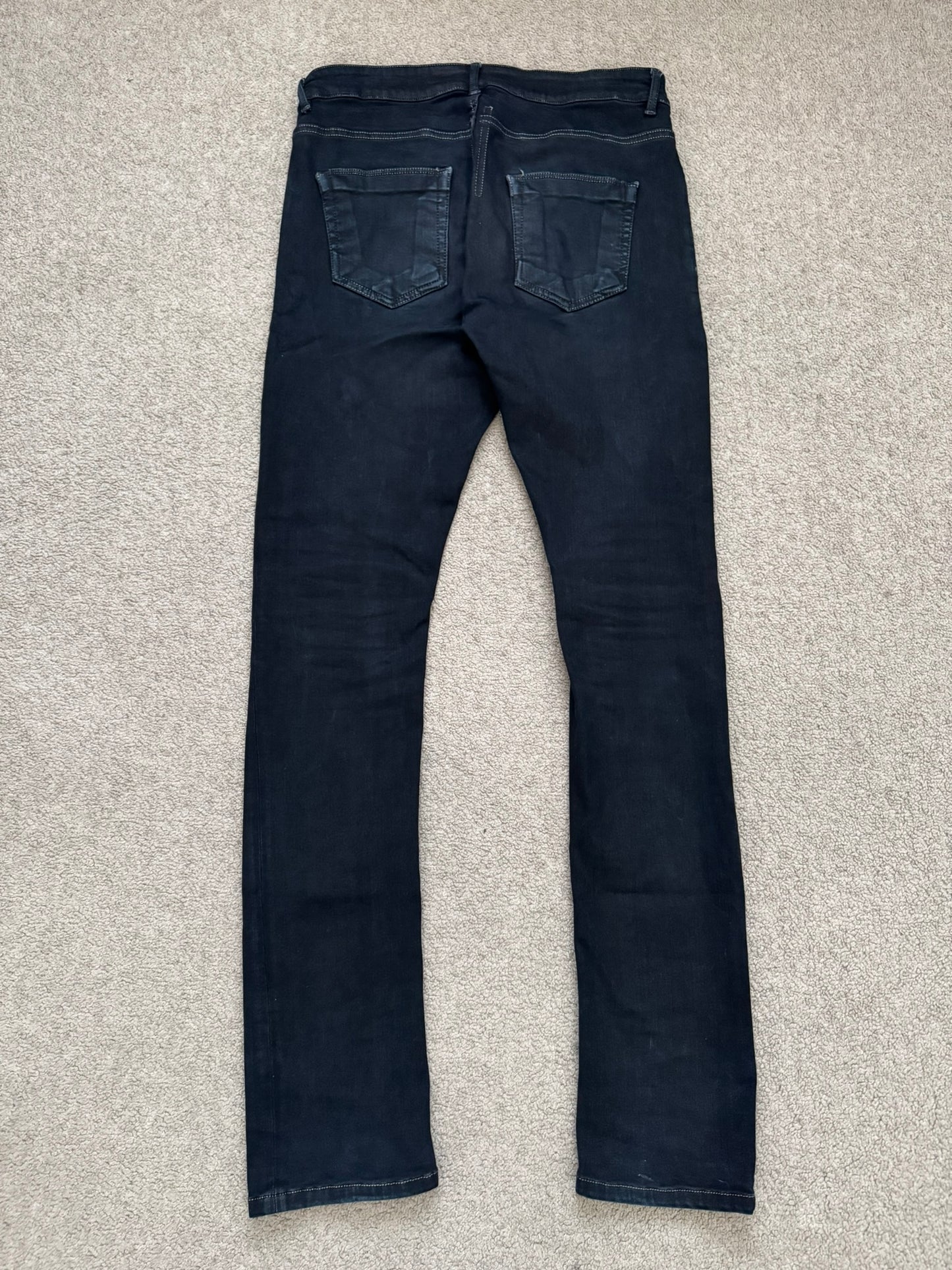 FW16 Rick Owens DRKSHDW Black Matte Waxed Detroit Denim Jean