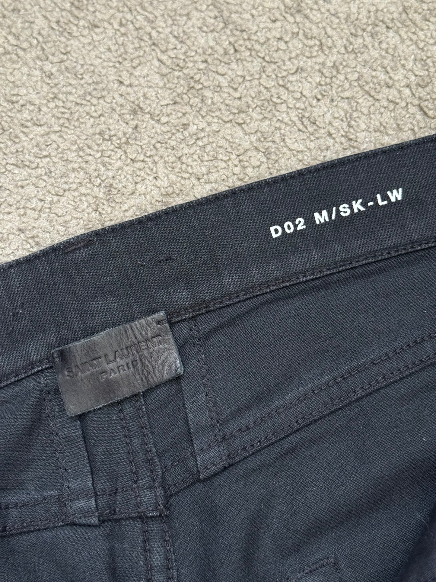 FW15 Saint Laurent by Hedi Slimane 5 Zip Biker Leather Paneled Denim Jeans