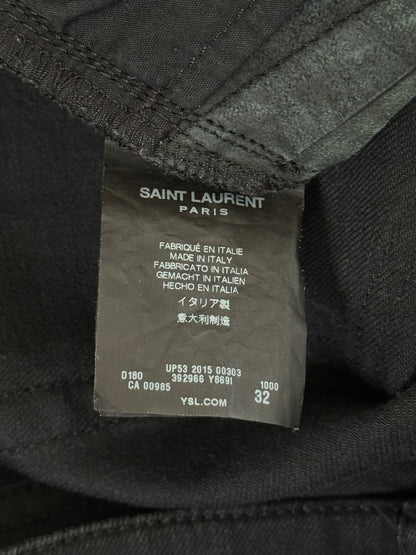 FW15 Saint Laurent by Hedi Slimane 5 Zip Biker Leather Paneled Denim Jeans