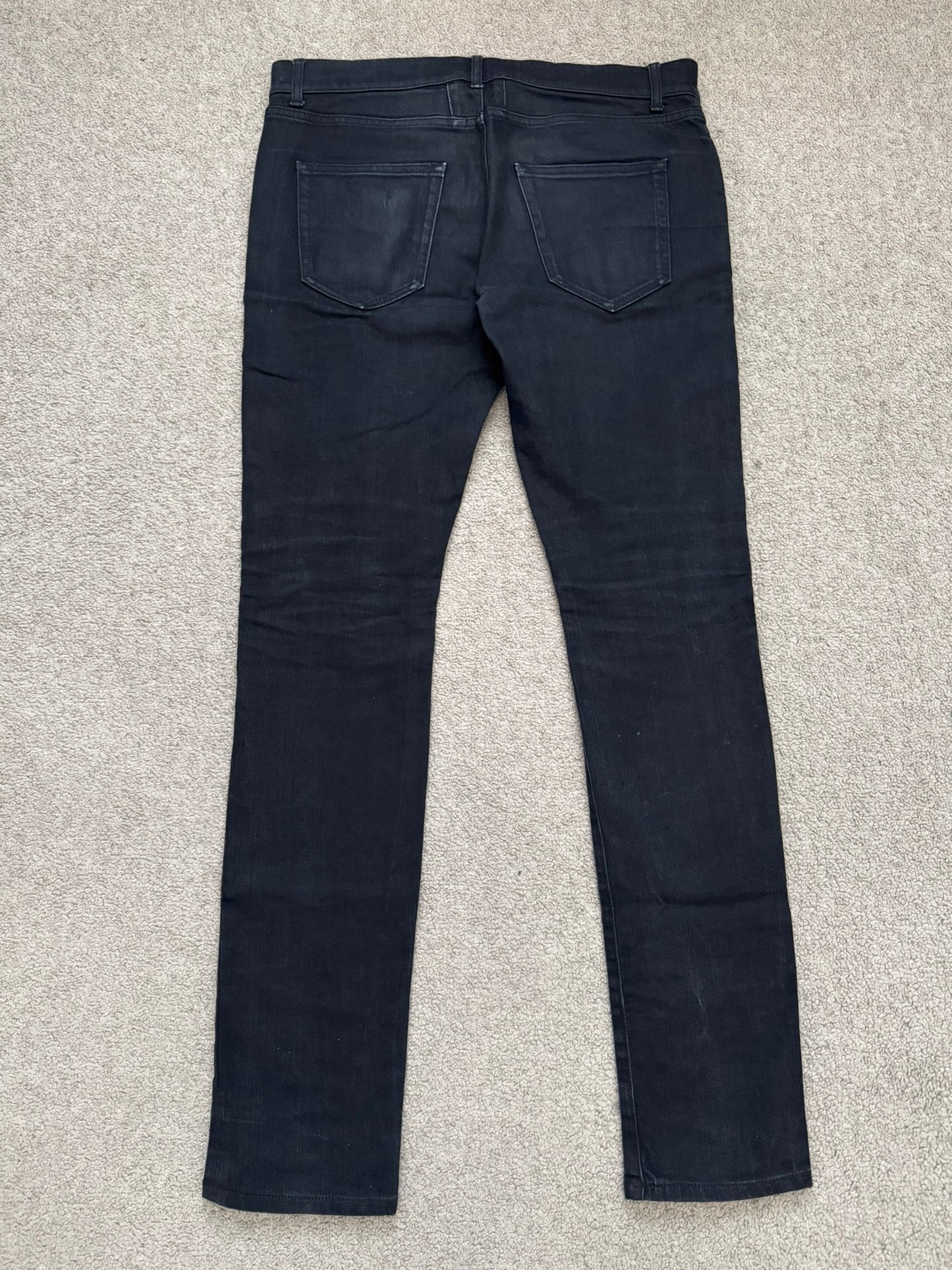FW15 Saint Laurent by Hedi Slimane 5 Zip Biker Leather Paneled Denim Jeans