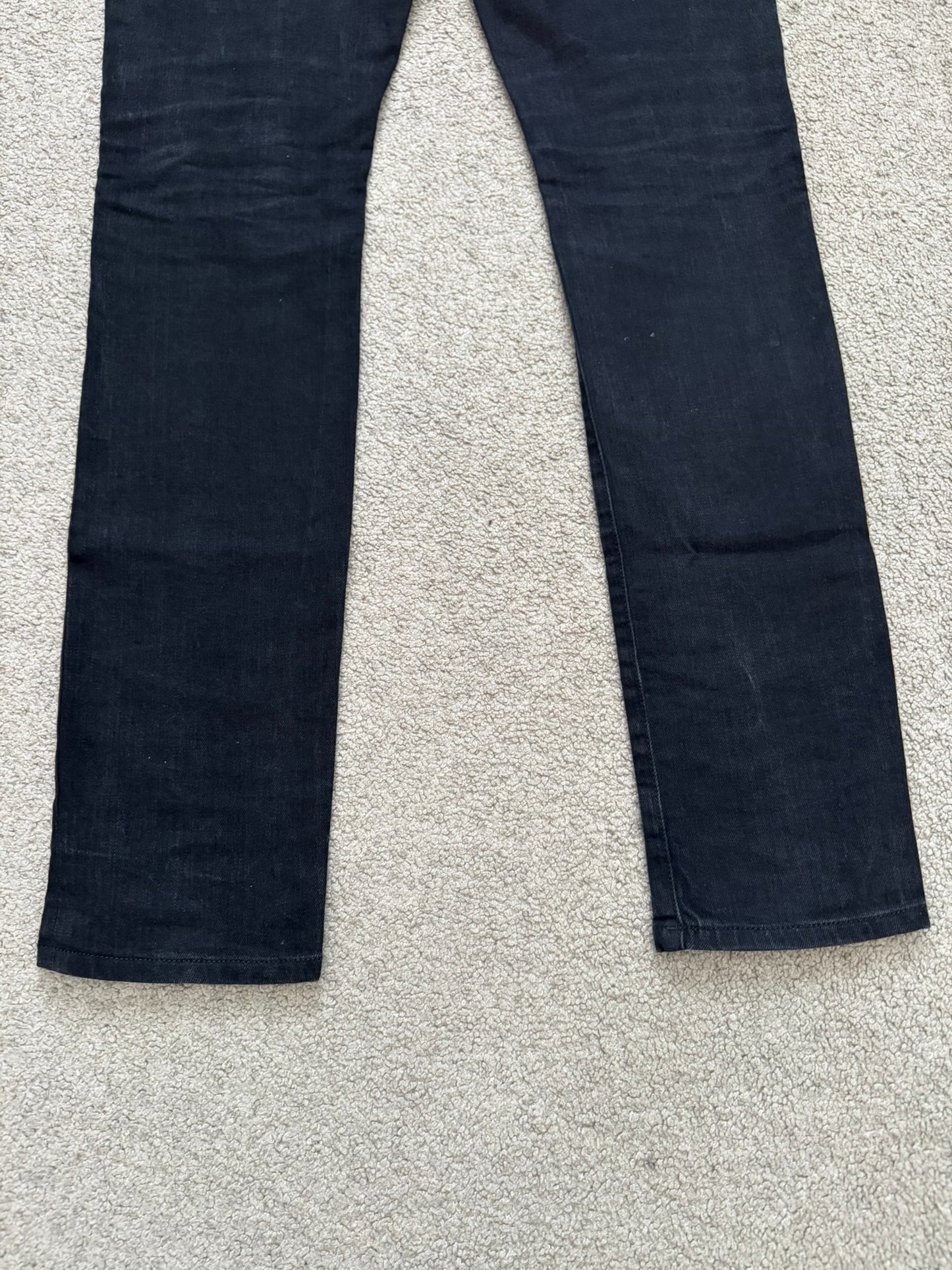 FW15 Saint Laurent by Hedi Slimane 5 Zip Biker Leather Paneled Denim Jeans