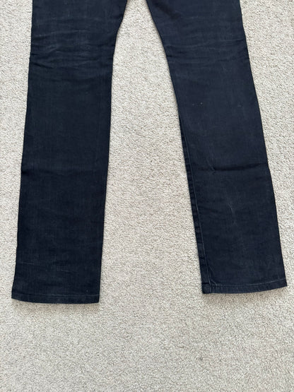 FW15 Saint Laurent by Hedi Slimane 5 Zip Biker Leather Paneled Denim Jeans
