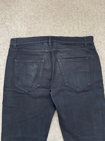 FW15 Saint Laurent by Hedi Slimane 5 Zip Biker Leather Paneled Denim Jeans