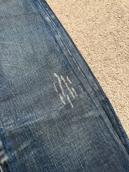 AW04 Dior Homme by Hedi Slimane "Luster" Blue Waxed Clawmark Denim Jeans