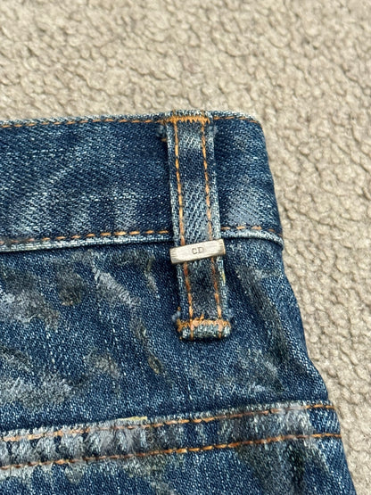 AW04 Dior Homme by Hedi Slimane "Luster" Blue Waxed Clawmark Denim Jeans