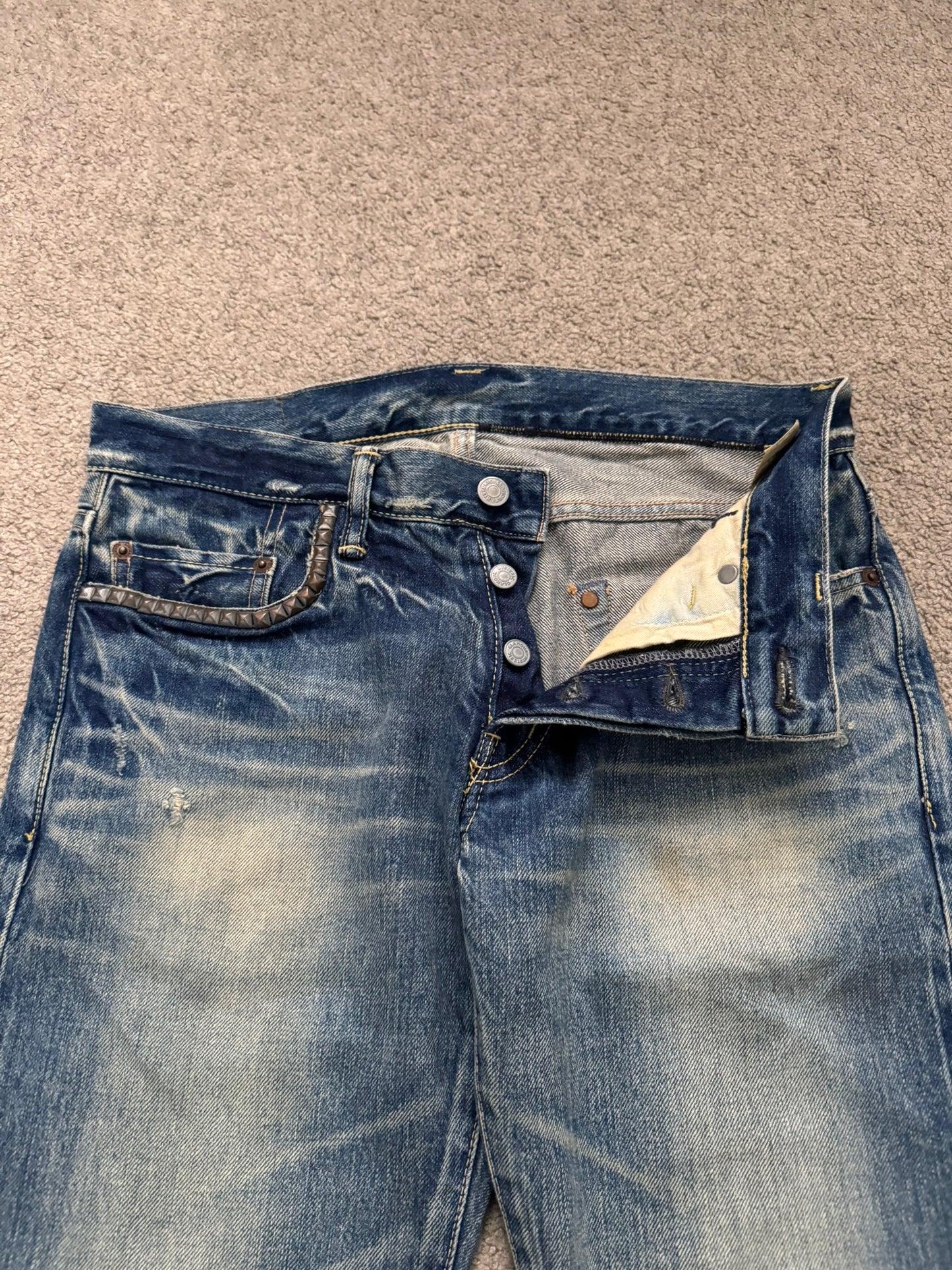 Hysteric Glamour Distressed Studded Denim Jeans