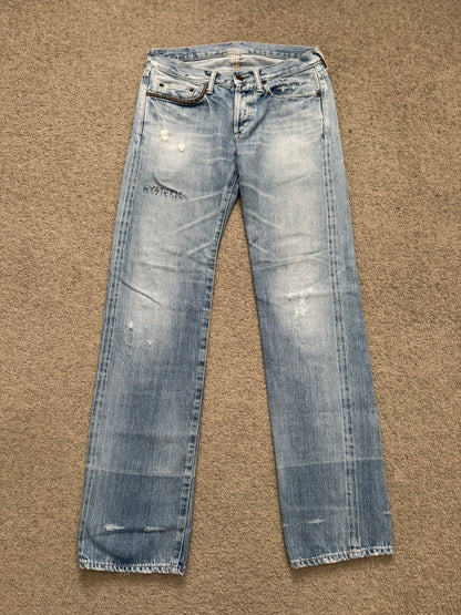 Hysteric Glamour Distressed Studded Scribble Denim Jeans