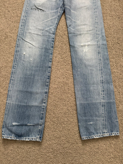 Hysteric Glamour Distressed Studded Scribble Denim Jeans