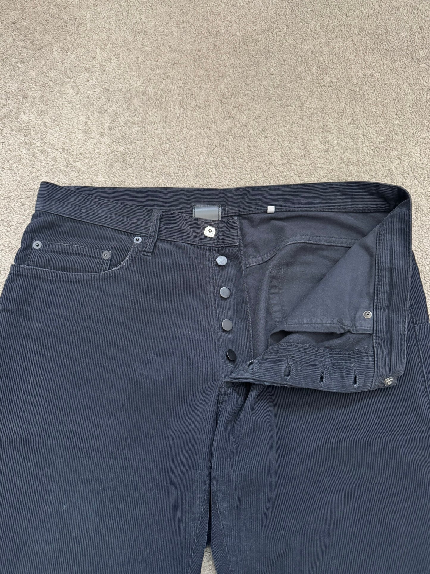 AW07 Dior Homme by Hedi Slimane Faded Black Corduroy Pants