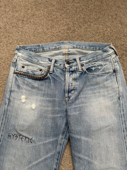 Hysteric Glamour Distressed Studded Scribble Denim Jeans