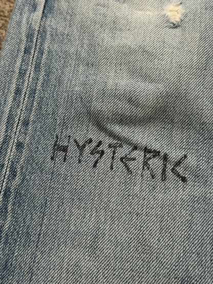 Hysteric Glamour Distressed Studded Scribble Denim Jeans