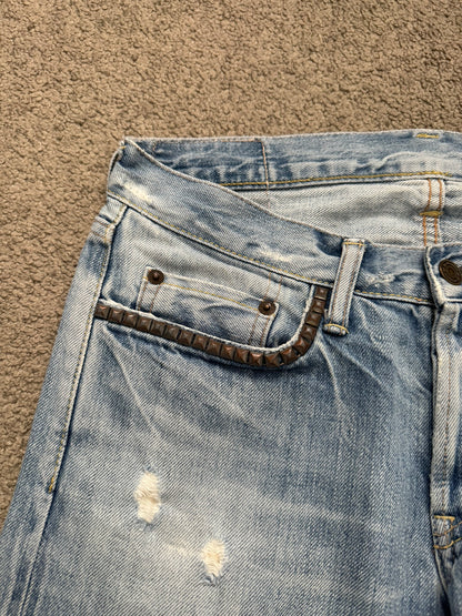 Hysteric Glamour Distressed Studded Scribble Denim Jeans