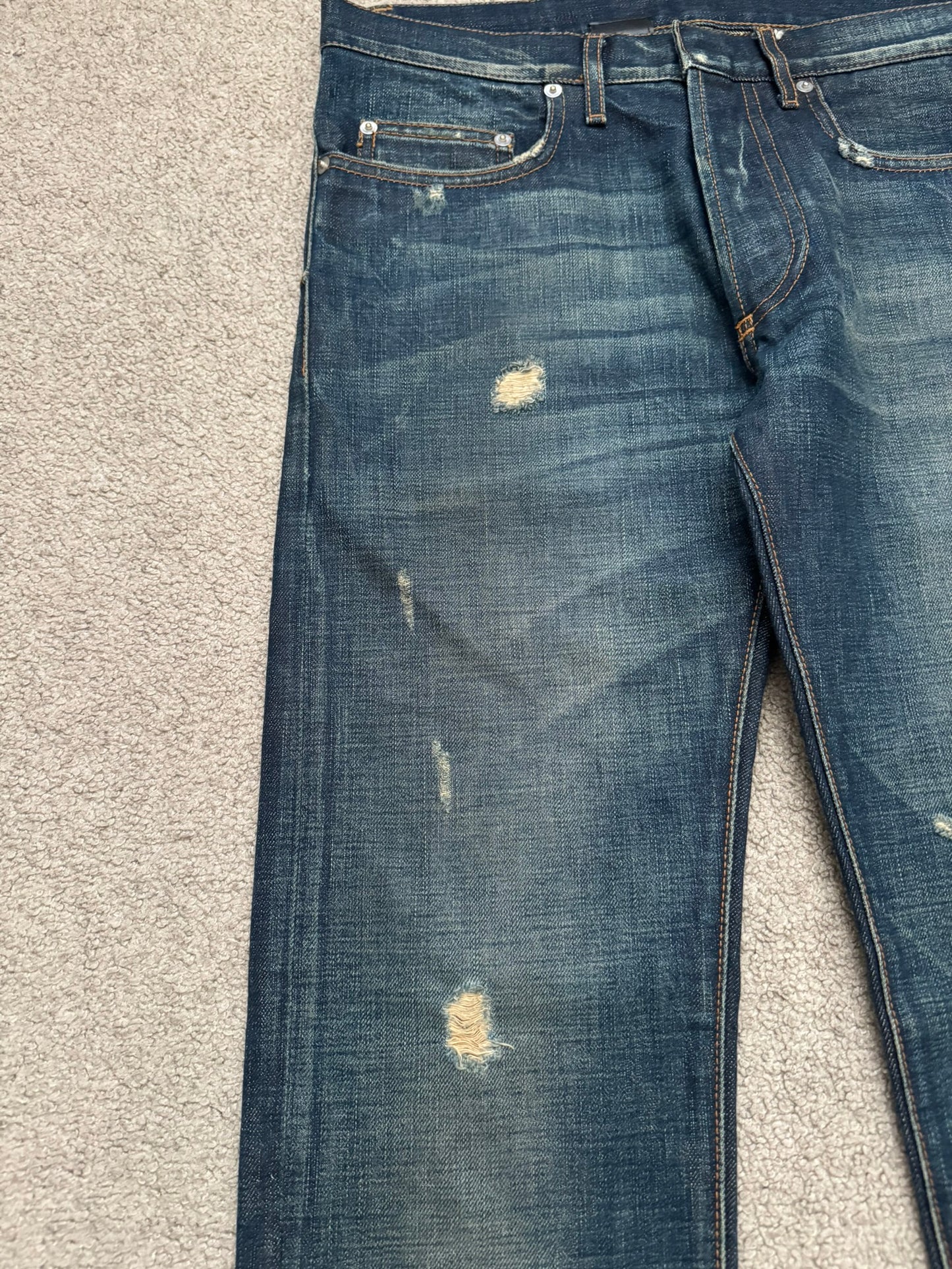 AW06 Dior Homme by Hedi Slimane Dust Wash Distressed Denim Jeans