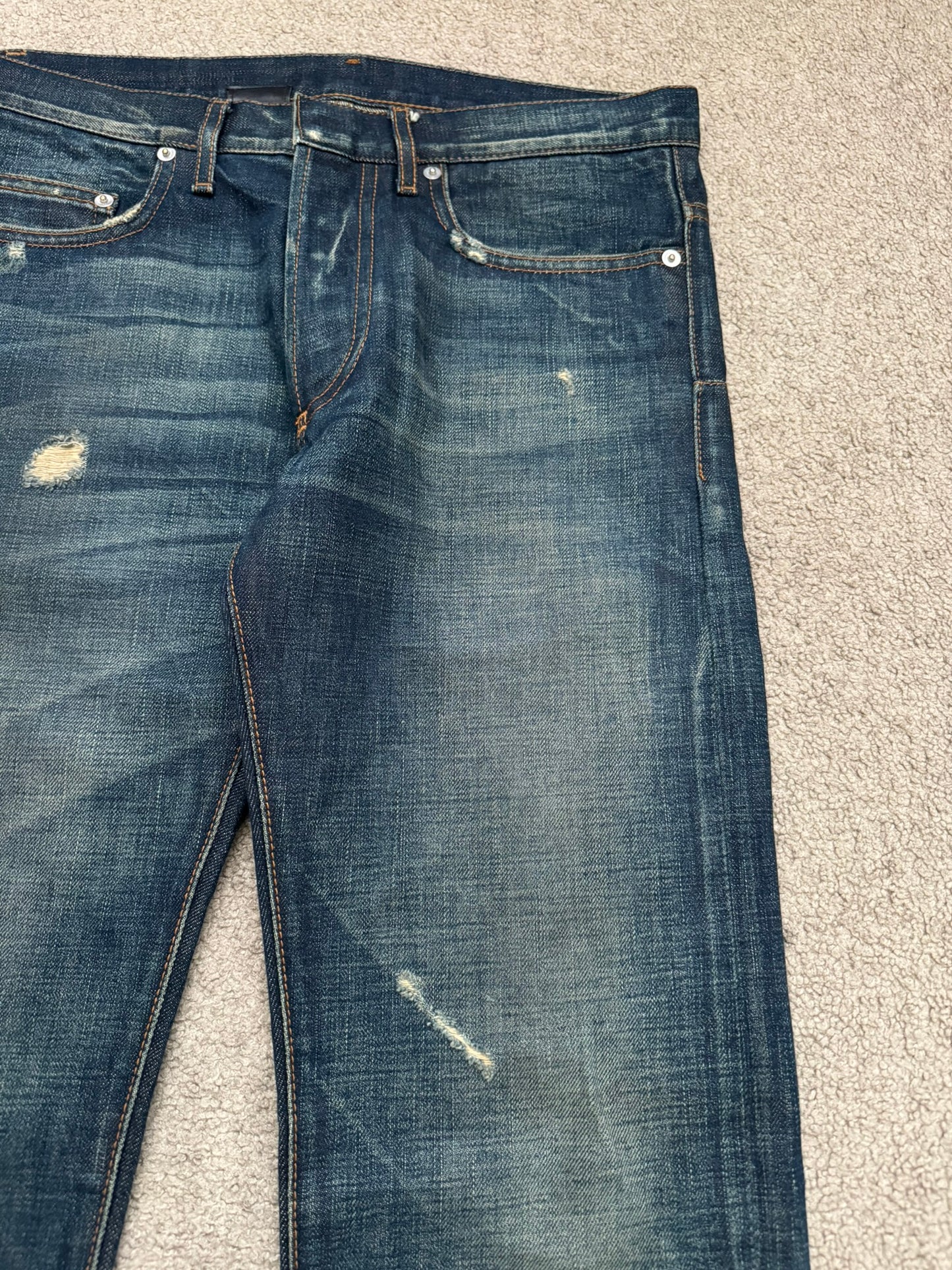 AW06 Dior Homme by Hedi Slimane Dust Wash Distressed Denim Jeans