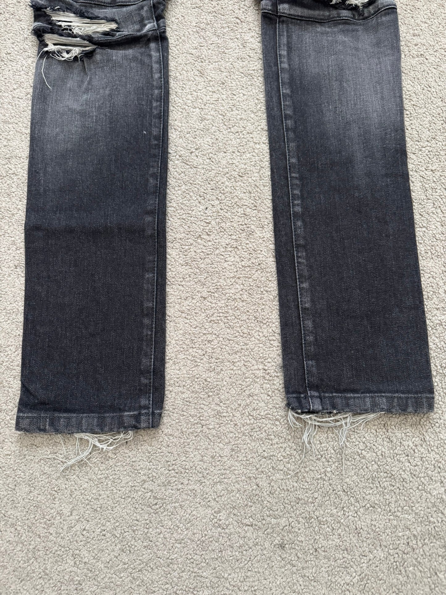 Balmain by Olivier Rousteing Distressed Zip Biker Denim Jeans