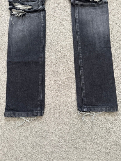 Balmain by Olivier Rousteing Distressed Zip Biker Denim Jeans
