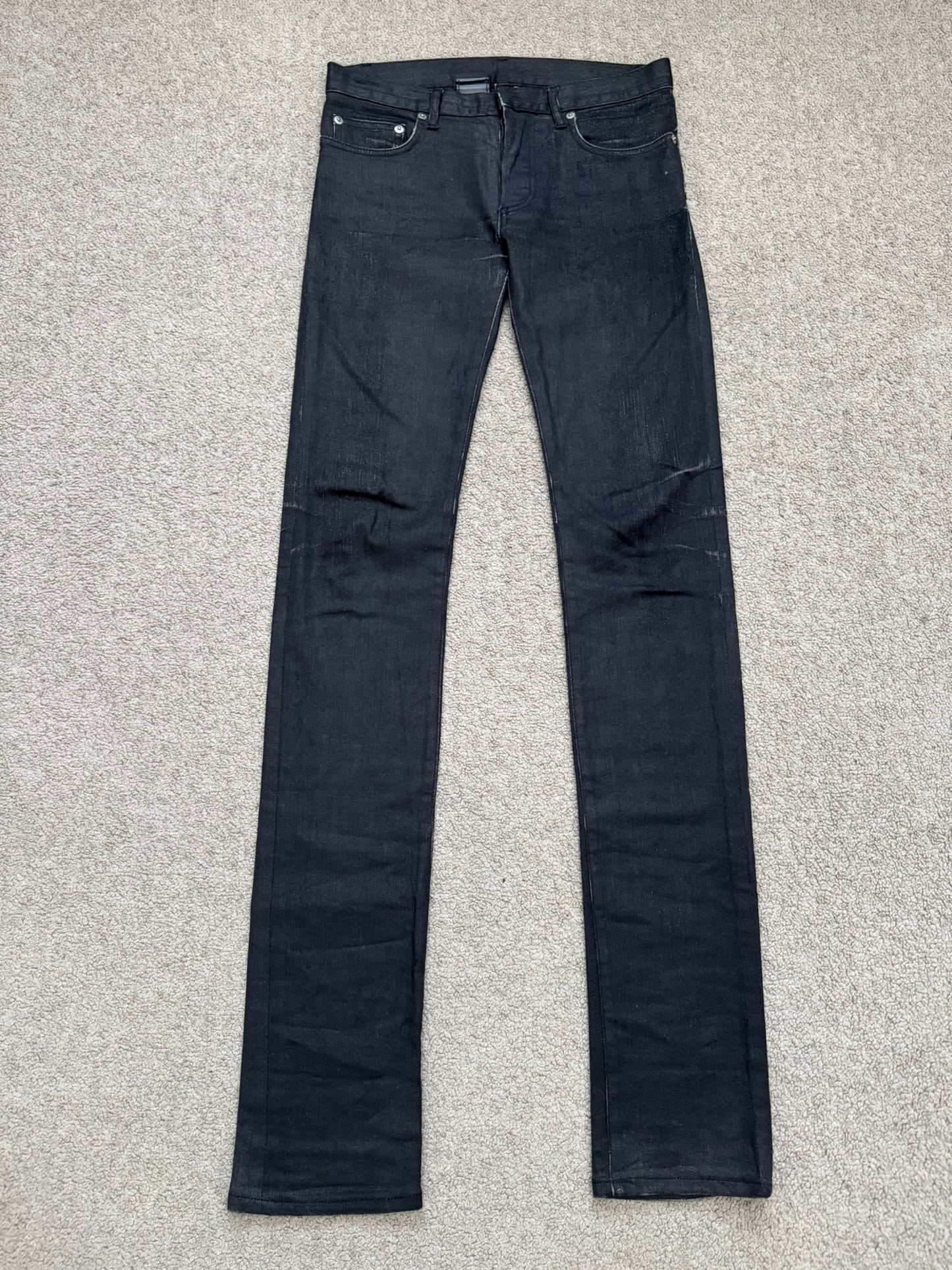 AW07 Dior Homme by Hedi Slimane MIJ Black Glitter Denim Jeans