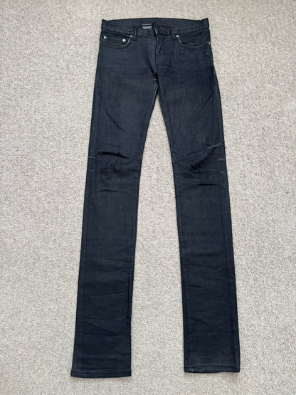 AW07 Dior Homme by Hedi Slimane MIJ Black Glitter Denim Jeans