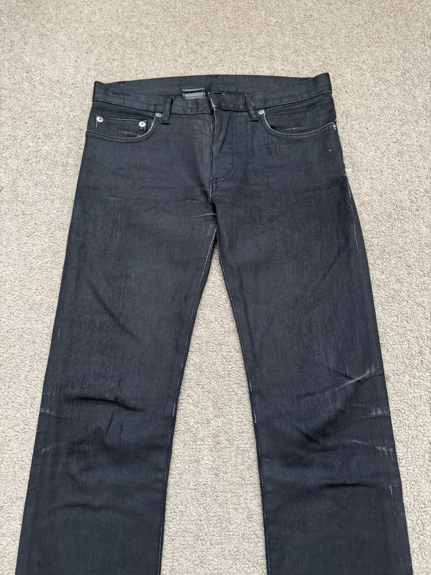 AW07 Dior Homme by Hedi Slimane MIJ Black Glitter Denim Jeans