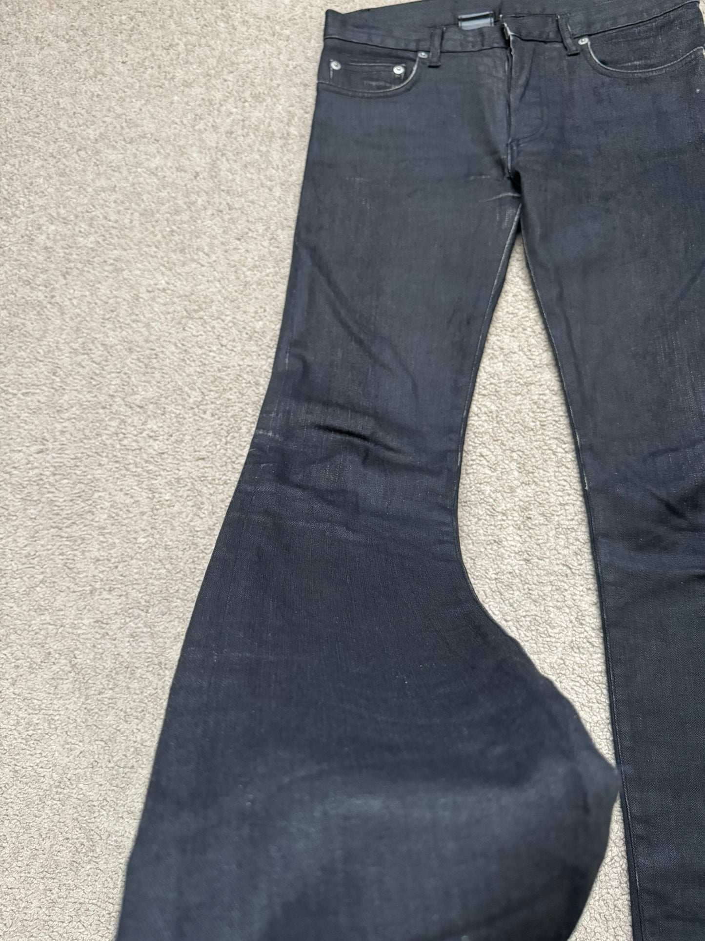 AW07 Dior Homme by Hedi Slimane MIJ Black Glitter Denim Jeans