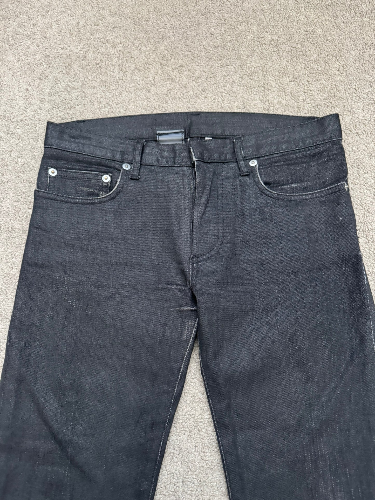 AW07 Dior Homme by Hedi Slimane MIJ Black Glitter Denim Jeans