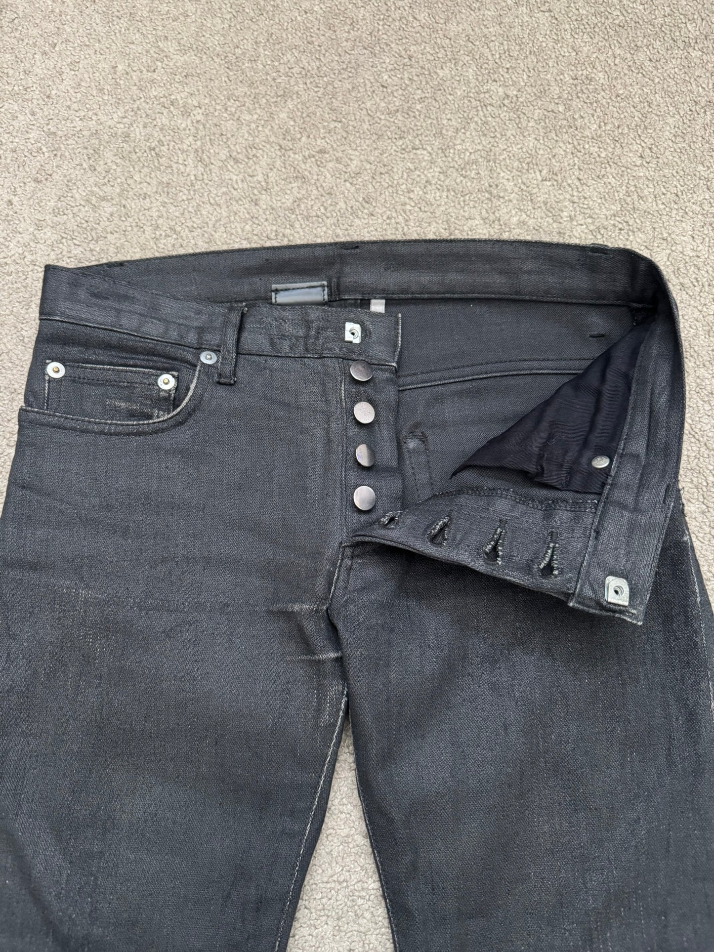 AW07 Dior Homme by Hedi Slimane MIJ Black Glitter Denim Jeans