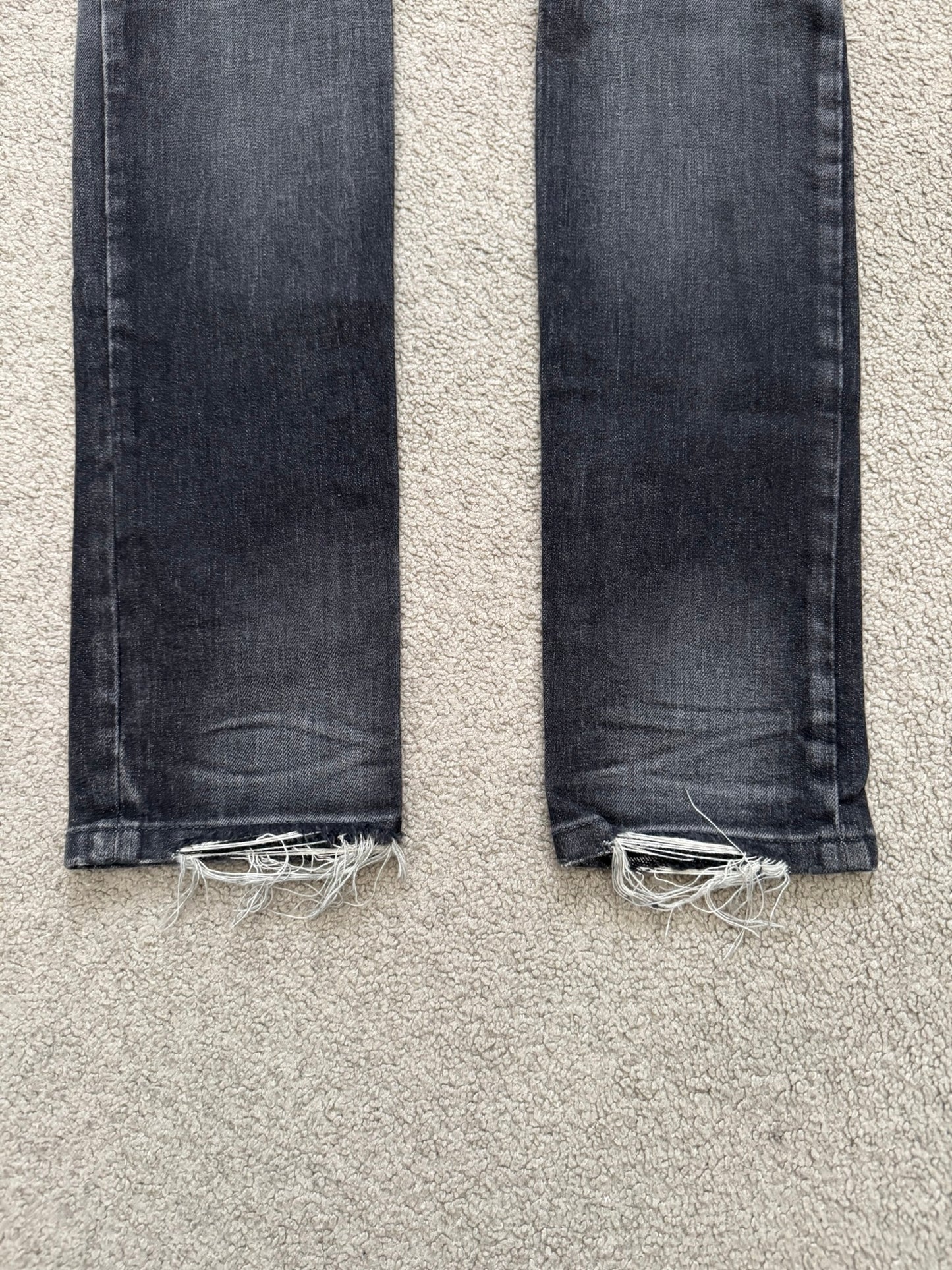 Balmain by Olivier Rousteing Distressed Zip Biker Denim Jeans