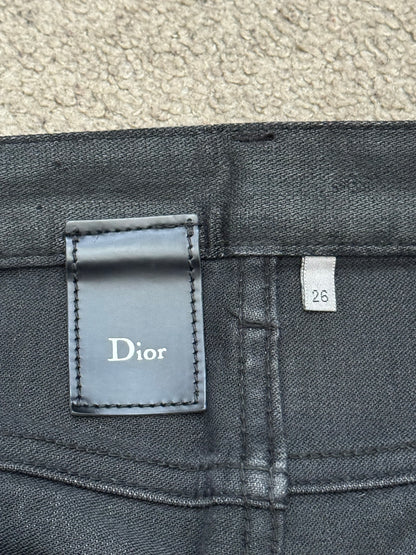 AW07 Dior Homme by Hedi Slimane MIJ Black Glitter Denim Jeans