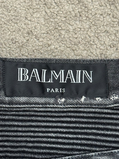 Balmain by Olivier Rousteing Distressed Zip Biker Denim Jeans