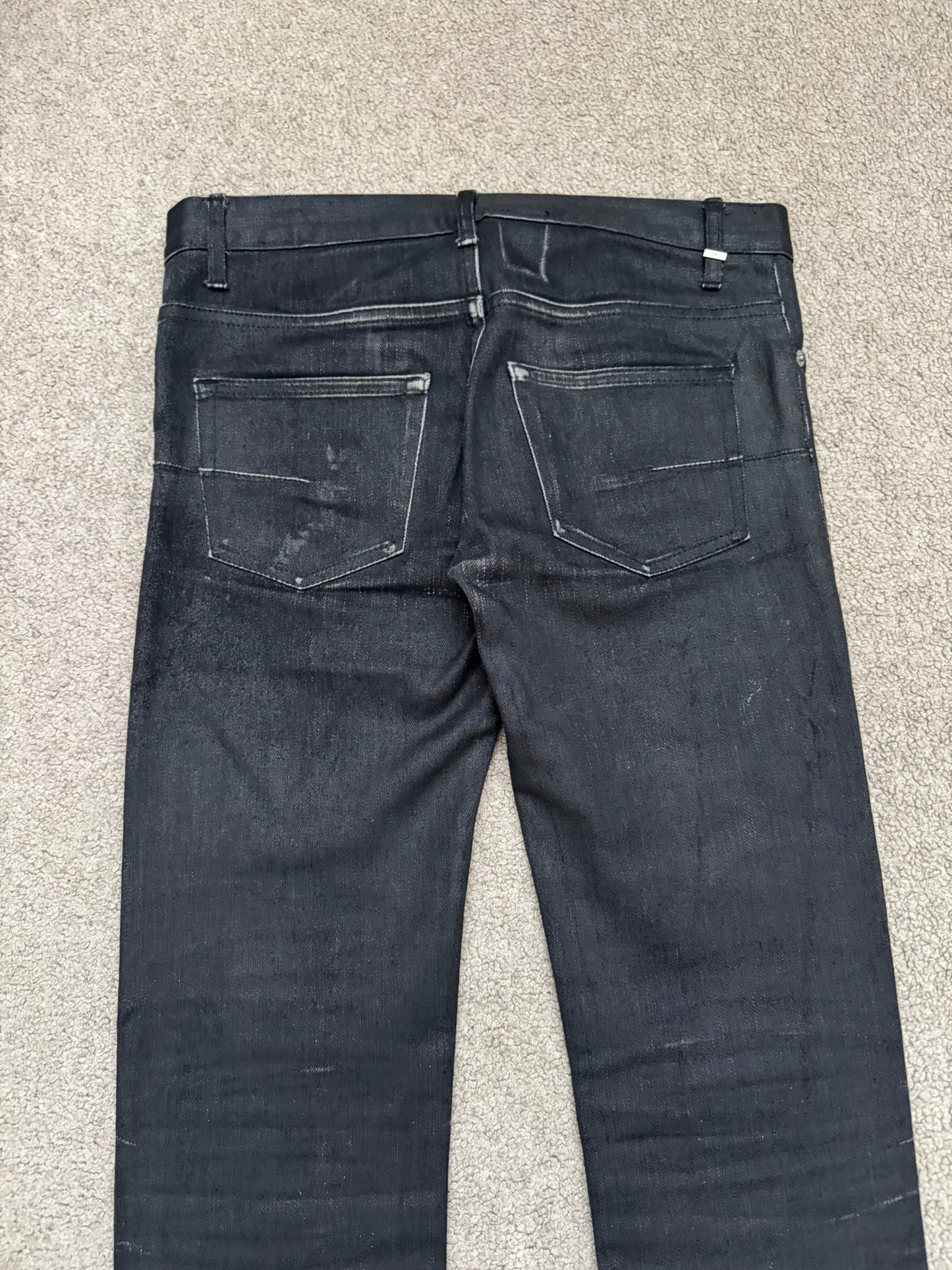 AW07 Dior Homme by Hedi Slimane MIJ Black Glitter Denim Jeans