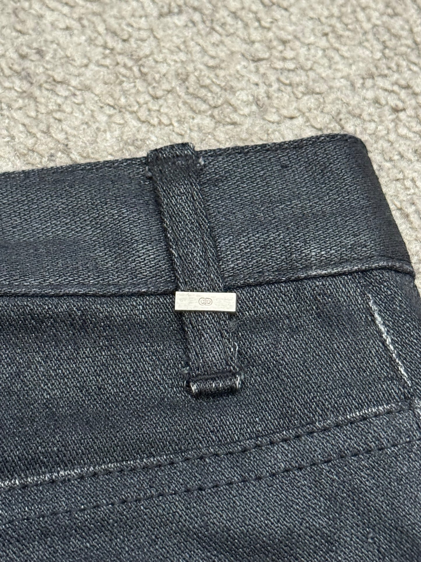 AW07 Dior Homme by Hedi Slimane MIJ Black Glitter Denim Jeans