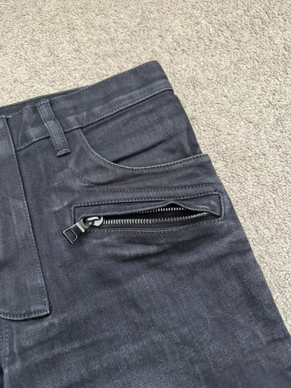 Balmain by Olivier Rousteing Black Zipper Biker Denim Jeans