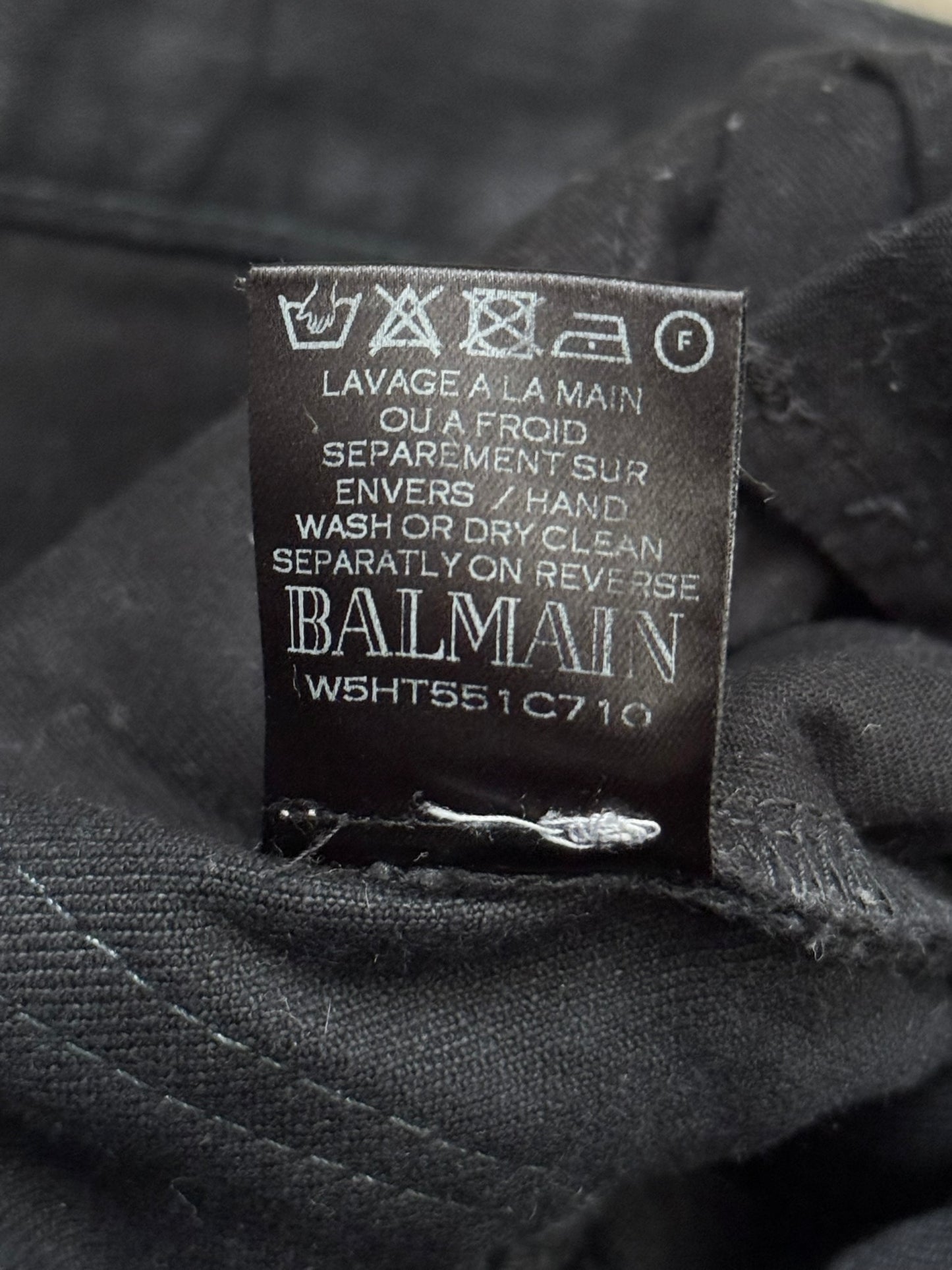 Balmain by Olivier Rousteing Black Zipper Biker Denim Jeans