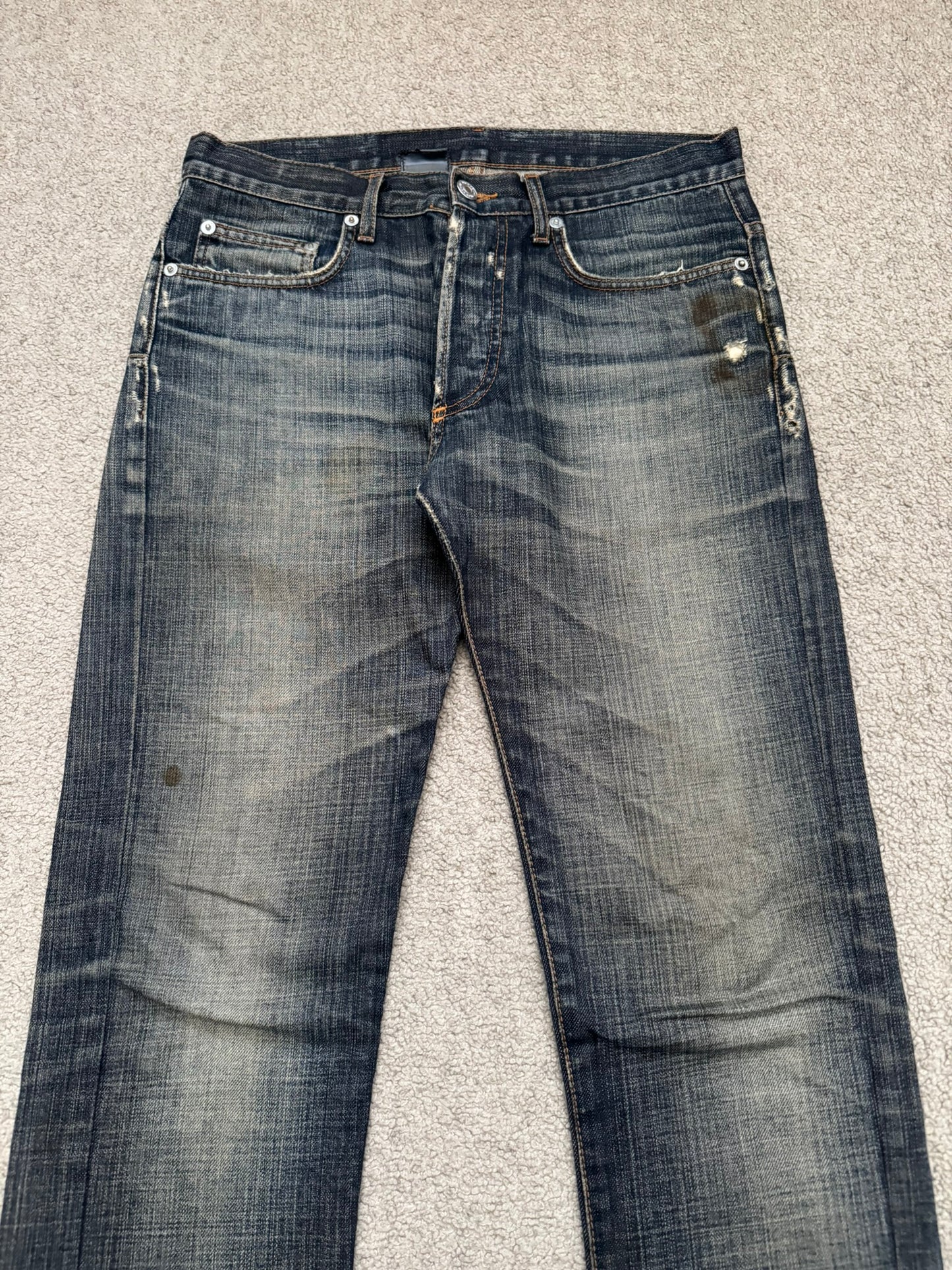 SS08 Dior Homme by Kris Van Assche Dirty Washed Denim Jeans