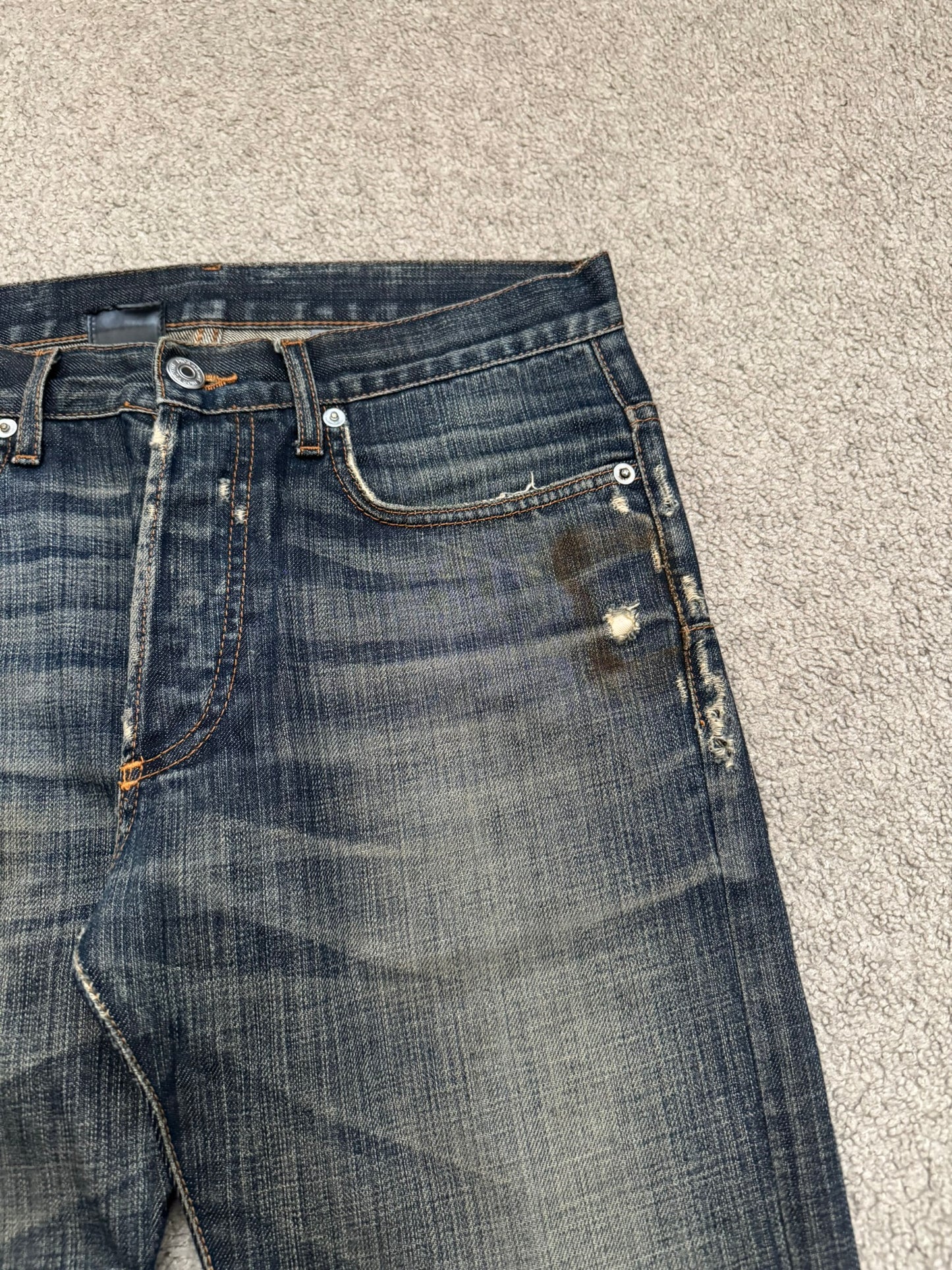 SS08 Dior Homme by Kris Van Assche Dirty Washed Denim Jeans