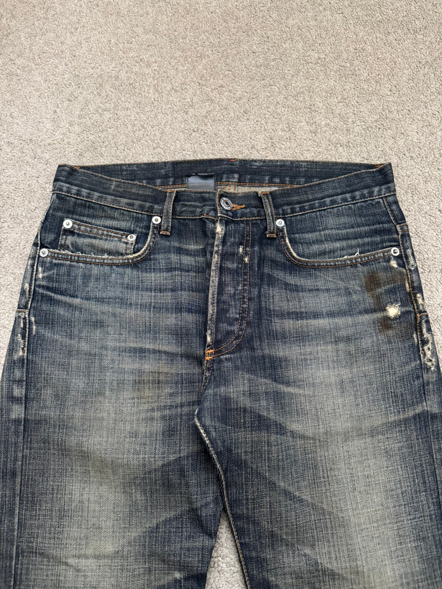 SS08 Dior Homme by Kris Van Assche Dirty Washed Denim Jeans