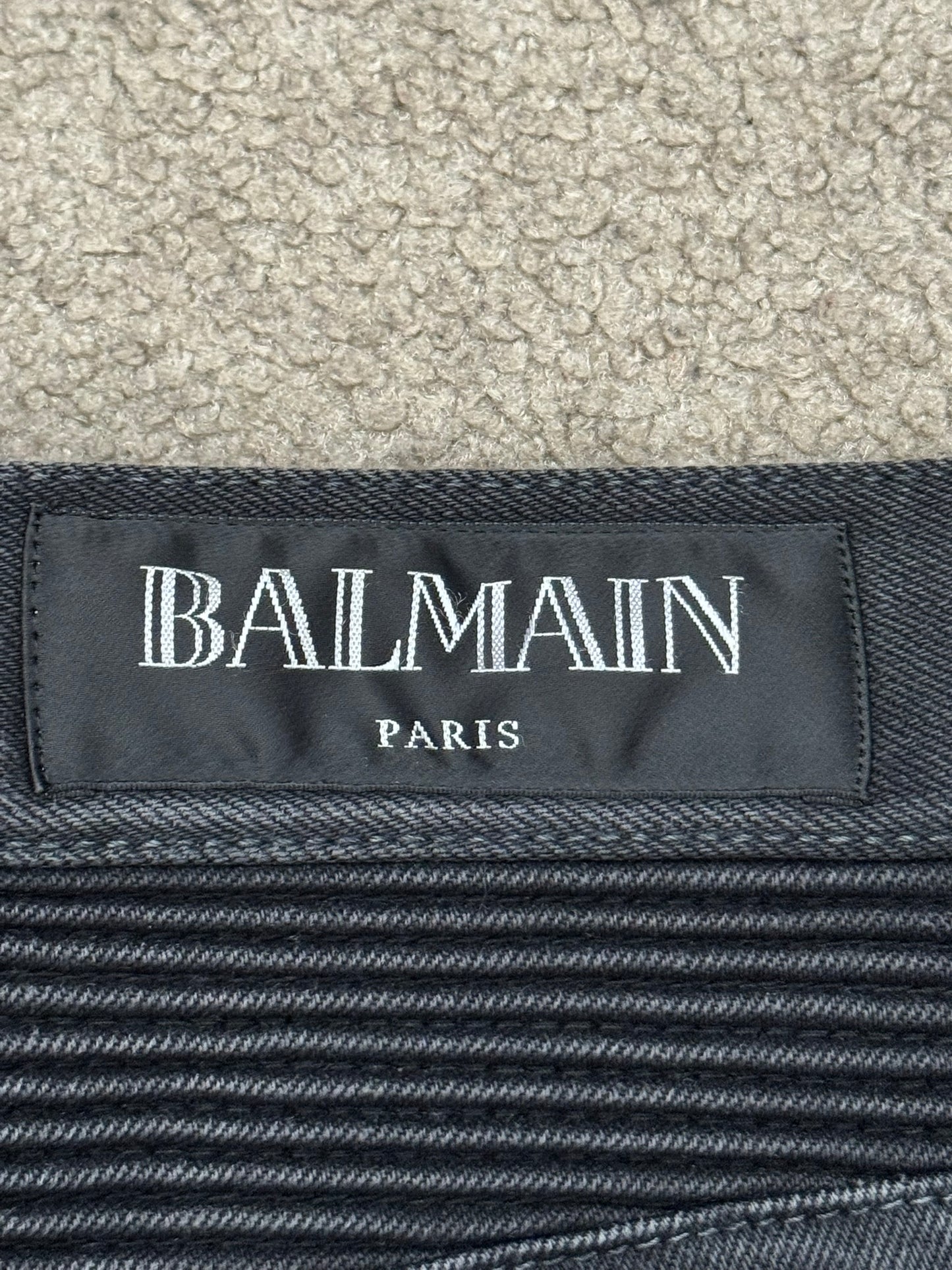 Balmain by Olivier Rousteing Black Zipper Biker Denim Jeans