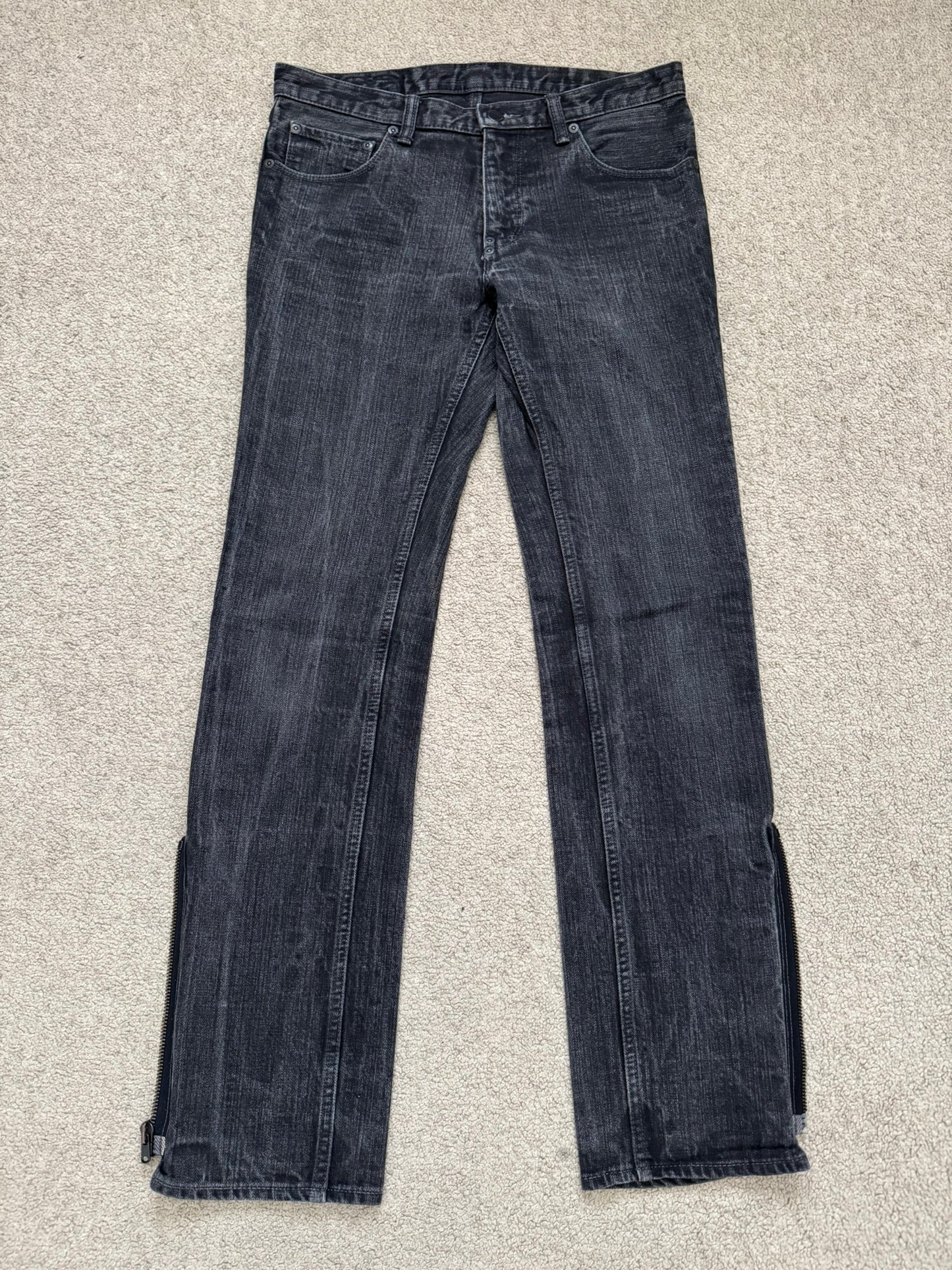 AW06 Number (N)ine Zipper Pain Crying Heart Denim Jeans
