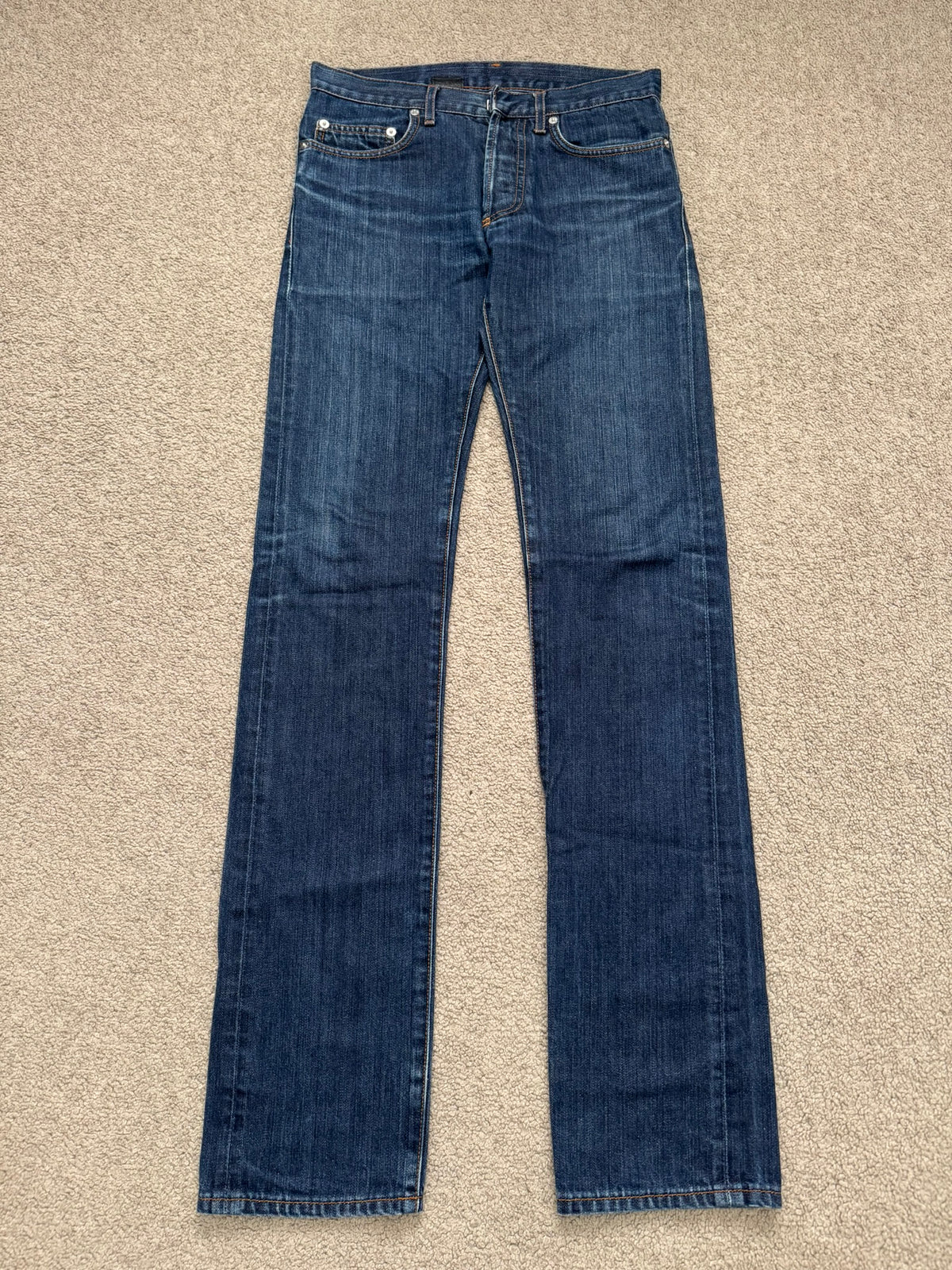 AW07 Dior Homme by Hedi Slimane Indigo Faded Raw Denim Jeans