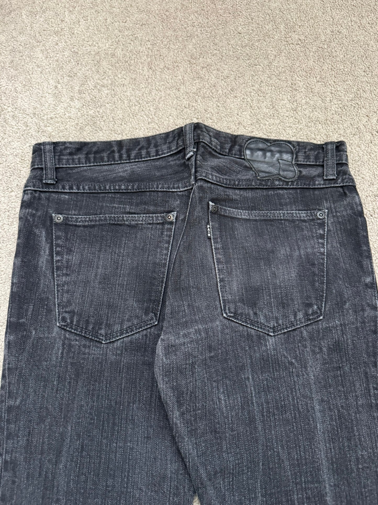 AW06 Number (N)ine Zipper Pain Crying Heart Denim Jeans