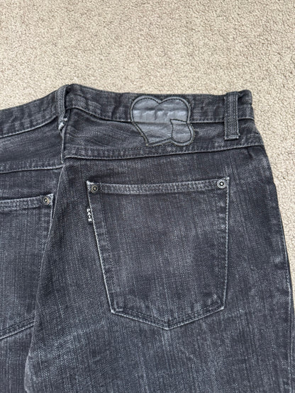 AW06 Number (N)ine Zipper Pain Crying Heart Denim Jeans