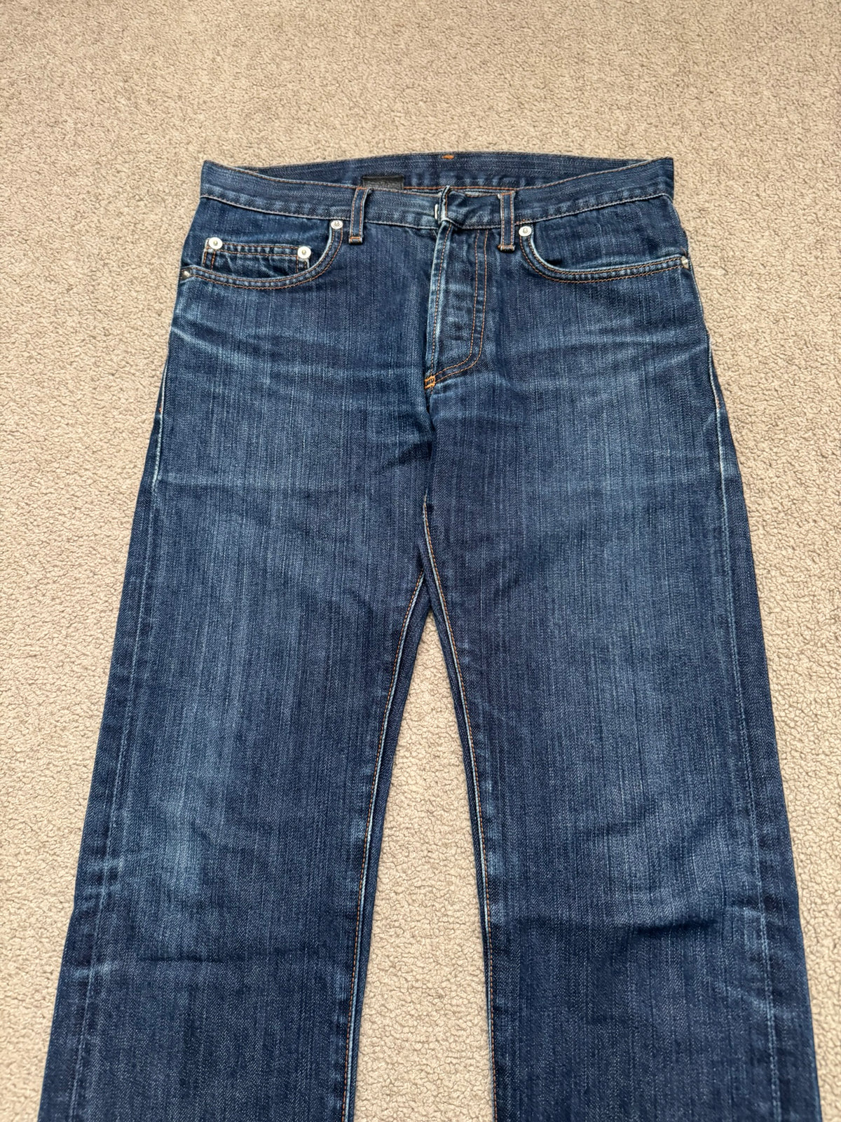 AW07 Dior Homme by Hedi Slimane Indigo Faded Raw Denim Jeans