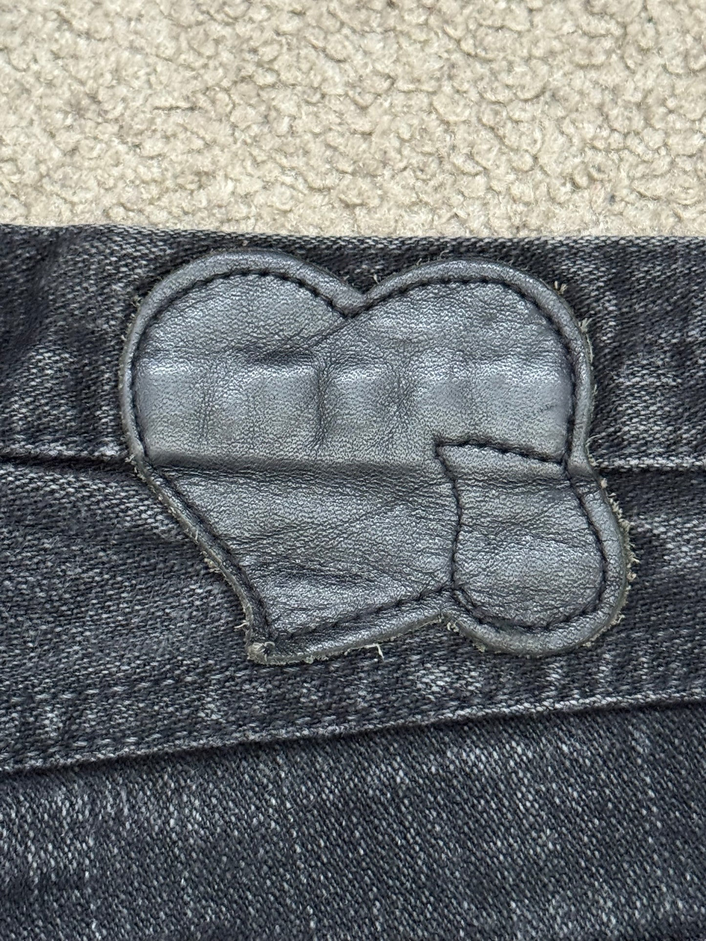 AW06 Number (N)ine Zipper Pain Crying Heart Denim Jeans
