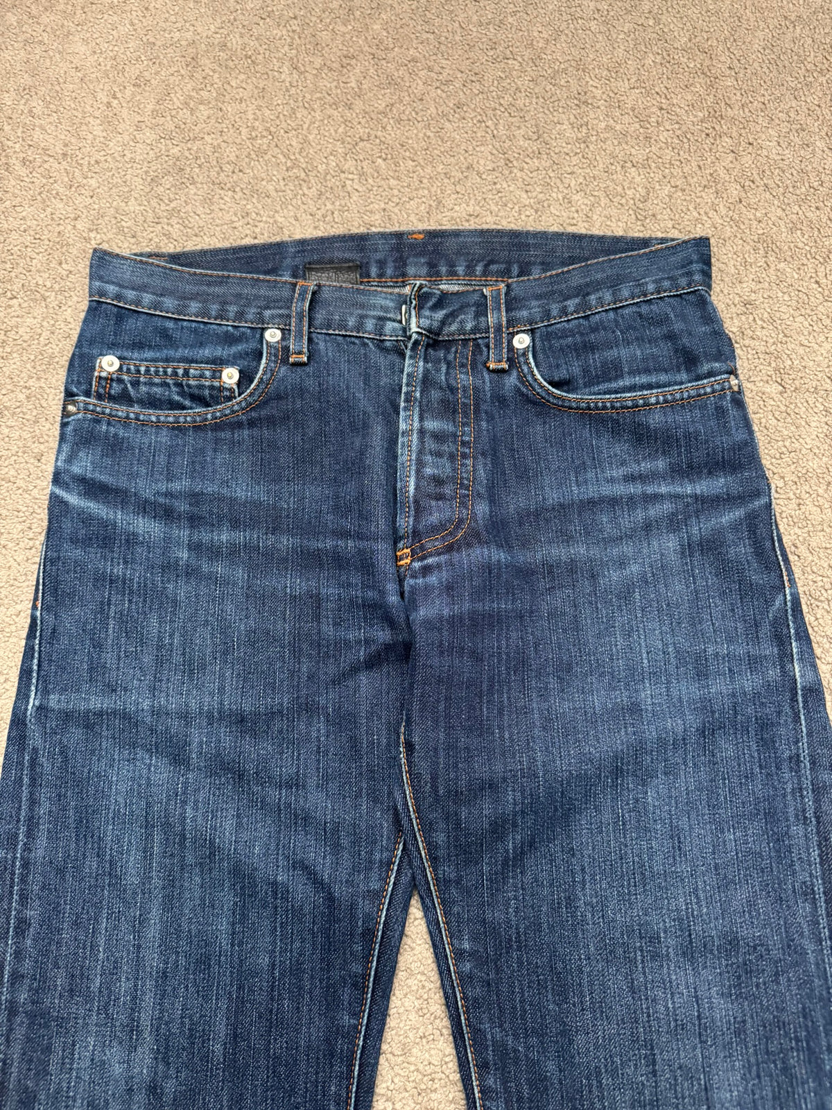 AW07 Dior Homme by Hedi Slimane Indigo Faded Raw Denim Jeans