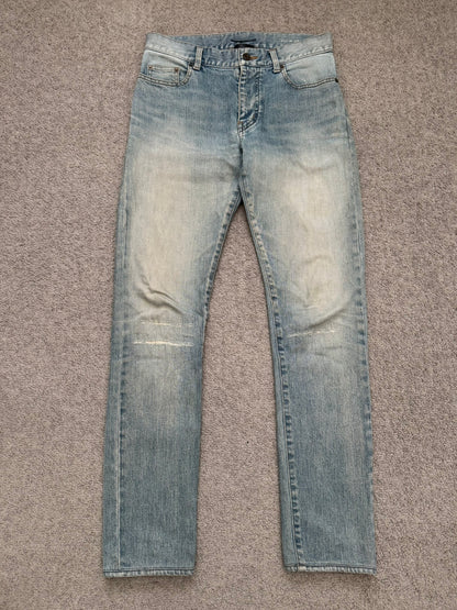 FW16 Saint Laurent by Hedi Slimane Repair Washed D02 Denim Jeans